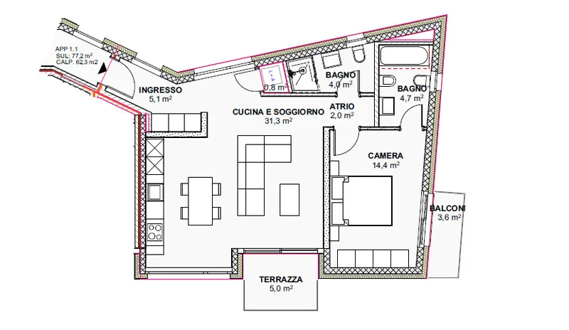 MASSAGNO – NUOVO 2.5 LOCALI CON BALCONE E FINITURE DI ALTO S, foto 9
