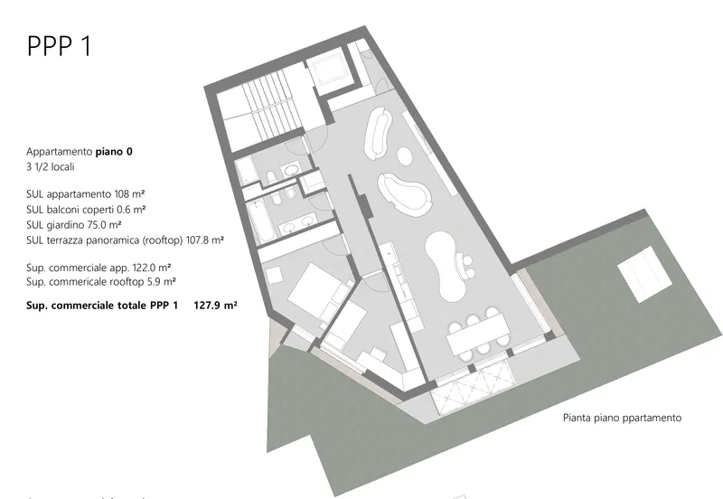 LUSSUOSO 3.5 LOCALI CON GIARDINO PRIVATO IN CENTRO LUGANO, foto 8