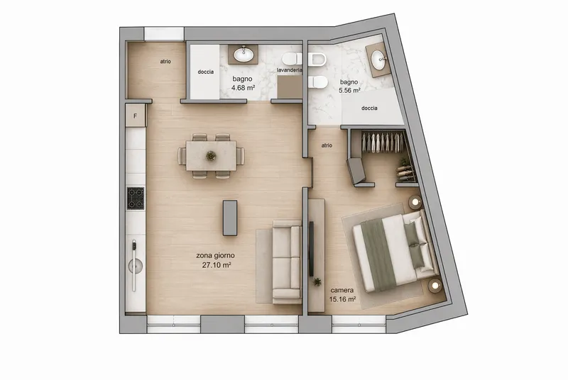 STUPENDO E NUOVO PIED-À-TERRE DI 2.5 LOCALI A LUGANO CENTRO, photo 5