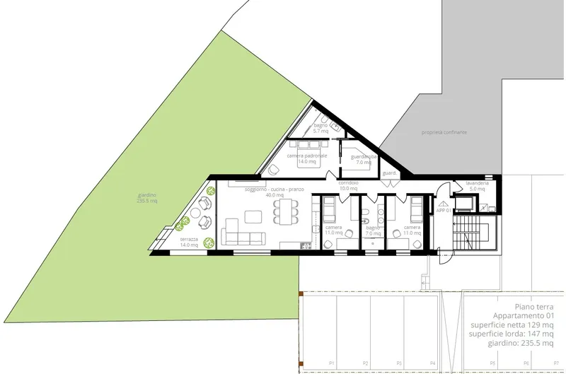 NUOVO 4.5 LOCALI DI AMPIA METRATURA CON GIARDINO A CAMORINO, Foto 4